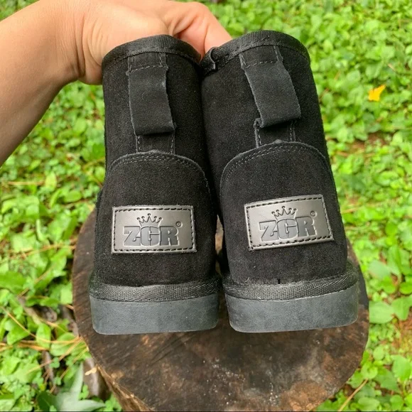 ZGR Classic Winter black suede snow ankle boots 7 - Picture 8 of 16